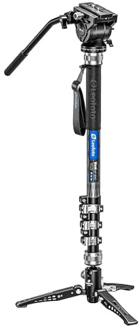 LEOFOTO Carbon-Einbeinstativ MF-324C + Schwenk-Neigefuß VD-04 + Videoneiger BV-10