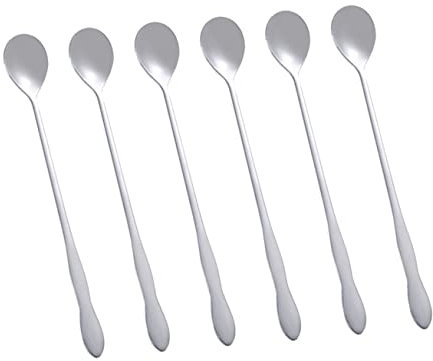 OKUMEYR 6pcs Long Gourd-Shaped Spoons Stainless Steel Stirring Spoons Ice Scoop for Home
