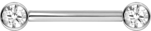 PIERCINGLINE Titan Barbell mit Push Fit KRISTALL Brustwarzenpiercing Nippelpiercing Farb & Größenauswahl