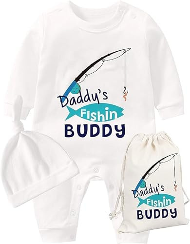 culbutomind Baby Zwillinges Stramplers Daddy Fishing Buddy Fun Neugeborenen Bodys Jungen Mädchen Geschenk Kurzarm Zwillinge Kleidung Mit Hut