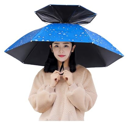 Vllentin Chapeau Parapluie,Chapeau Parapluie Double Couche,Chapeau de Parapluie de Pêche,Parapluie Parasols Chapeau,Jardinage Parapluies Chapeau,Pliable,pour Pêche,Jardinage,Photographie,Camping