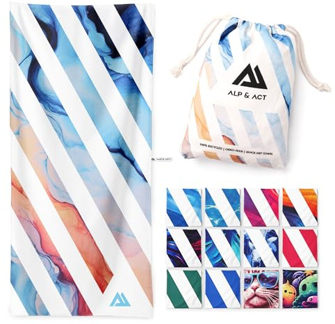 ALP & ACT Telo Mare XXL 200x90 cm - 100% microfibra riciclata - ULTRALEGGERO & asciugatura rapida - Asciugamano grande per vacanza, spiaggia e piscina - Telo bagno - multicolore