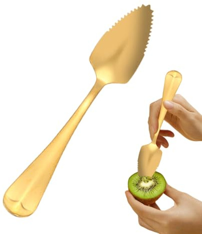 Cucchiaio per pompelmo in acciaio, spatola seghettata, utensile per pompelmo con bordo, mestolo da dessert argento per kiwi e agrumi, spatola antiaderente per una facile raccolta