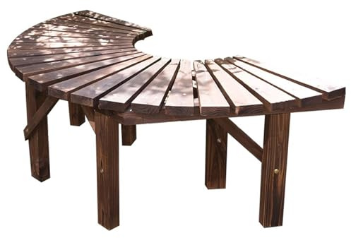 Halbrunde Gartenbank Baumbank, Terrassen-Gartenbank aus Holz Parkbank Wetterfest, Gebogene Bank mit Massivholzrahmen Hofbänke Dekorativer Pflanzenständer Ottomane im Eingangsbereich