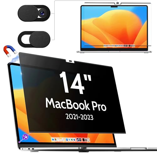 Magnetischer Blickschutzfilter für Apple MacBook Pro 14 Zoll(2021-2026, M1, M2, M3, M4, M5), Sichtschutzfilte Abnehmbar Anti Glare Blaulicht Laptop Blickschutzfolie Mac 14.2 Privacy Sichtschutz
