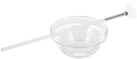 LIFKOME 2 Stück Pinselset Mit Rührschüssel Weicher Nylonpinsel Und Glas Mischschale Ergonomischer Griff Selbstgemacht Gesichtsbehandlung Für Heim Und Salonpflege Weiß