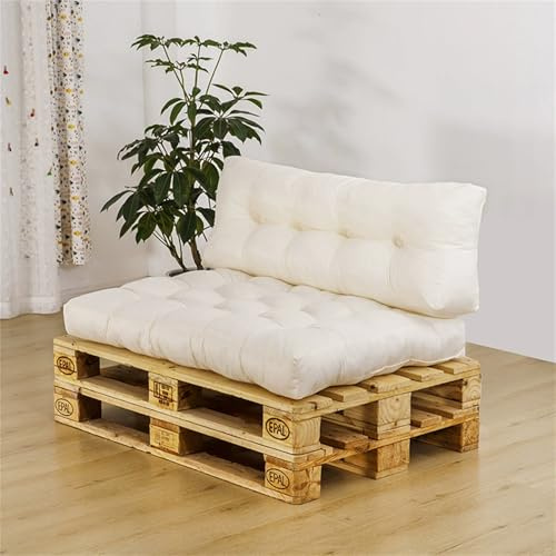 1pcs Palettenkissen Set - Wasserdicht Palettenauflage Sitzkissen Für Europaletten - Palettenpolster, Sitzkissen Gartenkissen Viele Größen Und Farben (Beige,Set (Sitzkissen 120x80 +Rückenlehne 120x40))