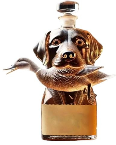 Genérico Whiskey Bottle, Hound Glass Decanter, Dog Statue Design and Stylish Home Pub Decor, Airtight Alcohol Container for Whiskey, Brandy, Vodka, Tequila or Cocktails, Party Use