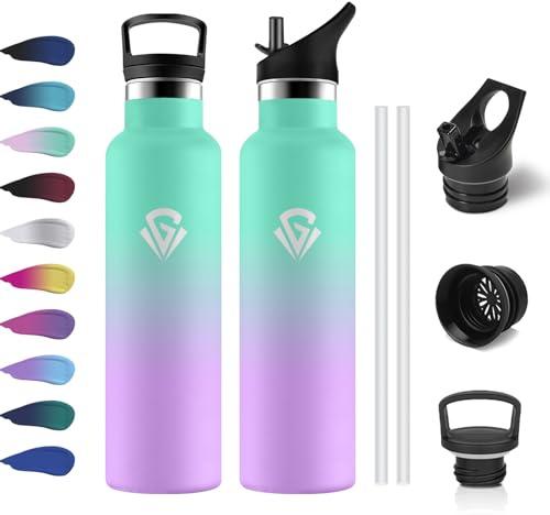 Borraccia Termica 750ml, Borraccia con Cannuccia, senza BPA, Termos a Doppia Parete, Riutilizzabile, Facile da Pulire, a Prova di Perdite, Borracce per Uffici, Palestra, Viaggio, Campeggio, Gym