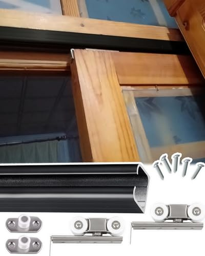 Minglez Sliding Door Kit Black Barn Door Sliding Kit Top Mount, Pocket Door Hardware Set 33 38 40 44 55 88 Inch, Aluminum Sliding Door Pulley Kit for Greenhouse(116 cm/45.6 inch)