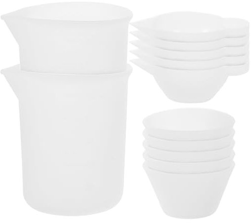 HOMSFOU Set di Misurini Facile da Usare in Silicone per Resina Epossidica con Tazze per Miscelazione e Spatola per Crafting e Progetti DIY