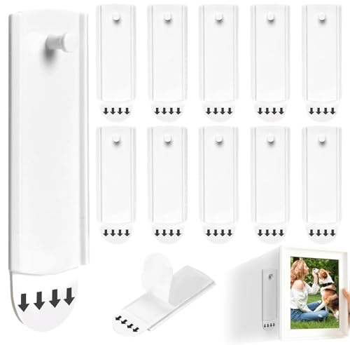 ZYEKIU 10 Piezas Cuelga Cuadros Sin Clavos, Cuelga Facil Autoadhesivo, Colgar Cuadros Sin Agujeros Desmontable, Adhesivo Pared Sin Rastro, para Colgar Fotos Tablones de Anuncios (4,3 × 7,8 cm)