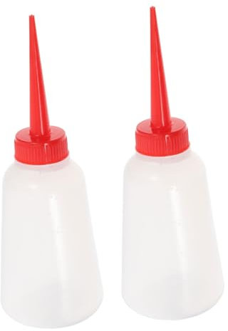 HOMSFOU Precision Plastic Oil Dispenser Bottles 2pcs with Red Nozzles for Sewing and Car Engine Oil Application Suitable for Sewing Machine Models