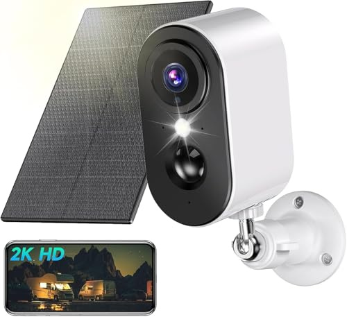 NUASI 2K Überwachungskamera Aussen Akku/Solar - Kamera Überwachung Aussen WLAN mit Farbige Nachtsicht, Kabellose Überwachungskamera außen/innen, PIR-Bewegungserkennung, IP66, 2,4 GHz