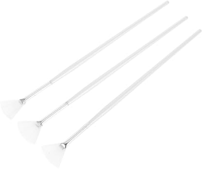iplusmile 3pezzi Pennelli Per Maschere Viso Forma Di Ventaglio Manico Lungo Ergonomico Per Trattamenti Facciali Fai Da Te Applicazione Precisa Su Occhi e Naso Per Cura Della Quotidiana | Applicazione Uniforme e Copertura Ampia, Impugnatura Confortevole, Legno e Fibra, Colore Bianco