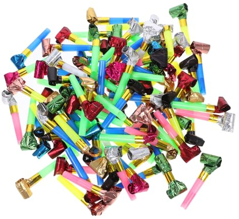 VANZACK 100pcs Party Blowout Horns and Whistles Noise Makers Boys and Girls Birthday Party Favors Festival Celebration Noisemakers Blowouts Sports Events