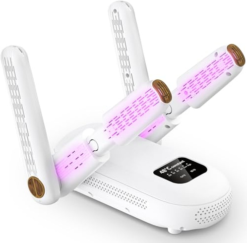 Secador de Zapatos,2 Par Secador de Botas con 1/3/6H temporizadores,Secador Eléctrico con Diseño de tubería de extensión, Plegable para Guantes, Zapatos, Calcetines