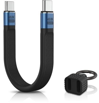 ELUTENG USB 4.0 Gen 3 40Gbps Cabo USB C Corto Vídeo 8K@60Hz, Cable USB C a USB C Corto 13,5CM Carga Rápida PD 240W Compatible con iPhone 17 16 15 / Samsung Galaxy/MacBook Air/Pro