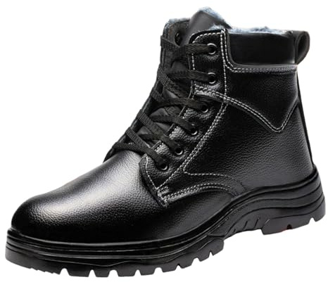 Generisch 2025 Botines Mujer Zapatos de Seguridad para Hombre Antideslizante y Antipinchazos Zapatos de Trabajo de Terciopelo Invierno Zapatos de Trabajo Calientes Botas de Nieve, Negro , 39 EU
