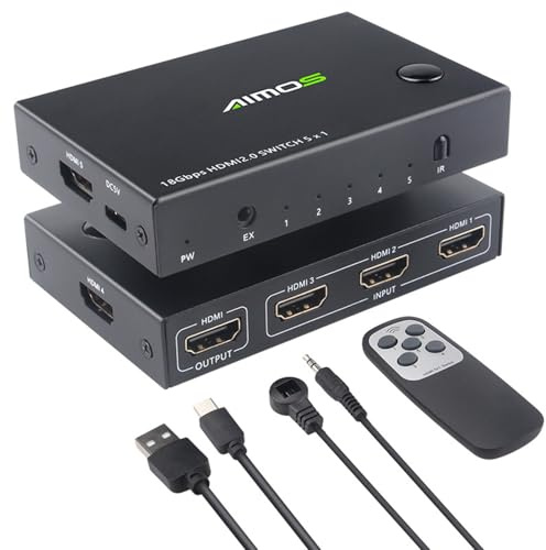 HDMI Converter, KVM Switch,Five In And One Out, HD 1080P Computer Notebook Game Video Switch Synchronizer, Display Synchronization Controller