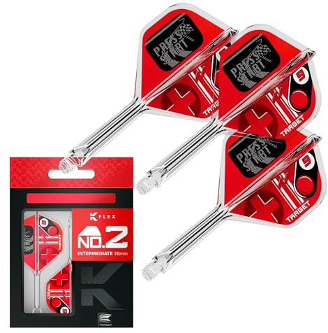 Target Darts K-Flex Game Over/Press Start/You Win Dart Flights & Shafts, No.2 | Pack of 3 Kflex Integrated Flight & Shaft System, All In One Moulded Stem – Short/Intermediate/Medium | Dart Accessories