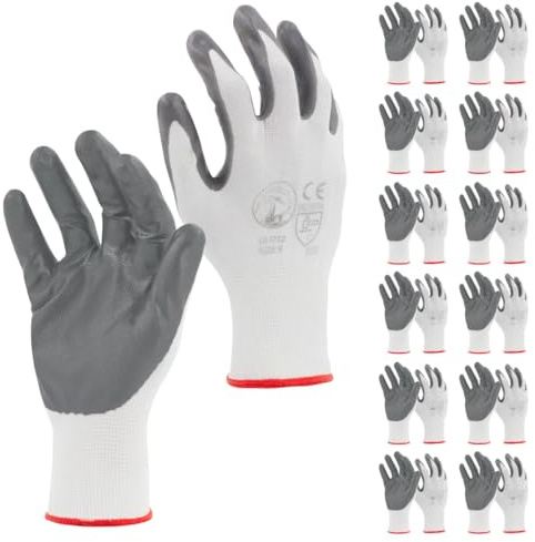 STI Guanti da lavoro Spalmati in Nitrile Bianco Grigio 10 XL (Pacco da 12pz)