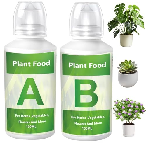 Hydroponic Liquid Plant Food A & B Nutrients,Liquid Fertilizer for Indoor Plants & Hydroponic Growing System,House Plant Food,Bonsai Fertilizer,Vegetable Growing Nutrients,Hydroponic Plant Food