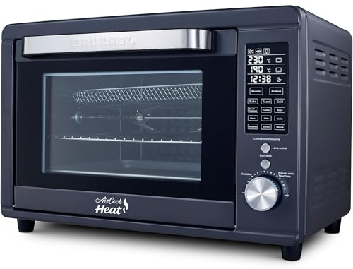 Grunkel HR-40AIRCOOK Horno Eléctrico 40L | Air Fryer | 2000W | 12 Programas | Rustidera Integrada | Convección Independiente | Panel Digital | Temporizador 120 min