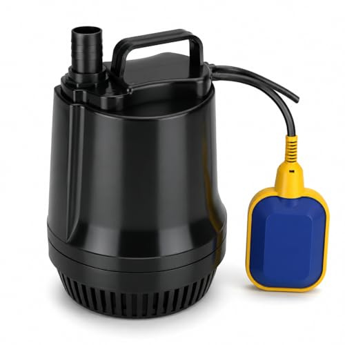 SP-9500S Pompa Sommersa per Laghetti 4000 L/h 100W con Galleggiante Automatico, Prevalenza 4 m, Pompa per Svuotamento Vasche, Ricircolo Acqua e Laghetti con Portagomma 19/23 mm