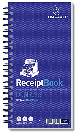 Challenge Duplicate Receipt Book, Carbonless, 200 Pages, 1 pack (280 x 141 mm)