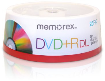 Memorex 8.5GB 8X Double Layer DVD+R 25pk Spindle