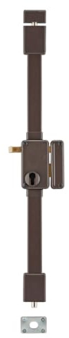 THIRARD - Boitier de Serrure en Applique Beluga à Tirage pour Porte d'Entrée - Droite - 3 Points - Axe 45 mm - Acier - Gâche Équerre - Poignée Double - Marron