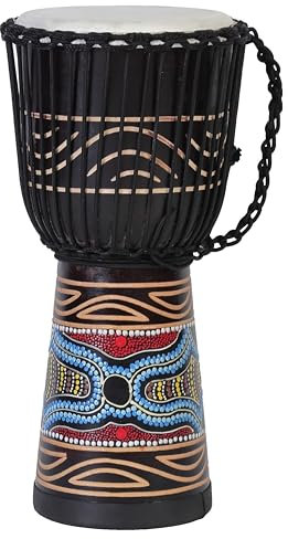 30cm Profi Djembe Trommel Bongo Drum Buschtrommel Percussion Motiv Buntes Muster Afrika Art - (Für Kinder im Kindergarten Alter)