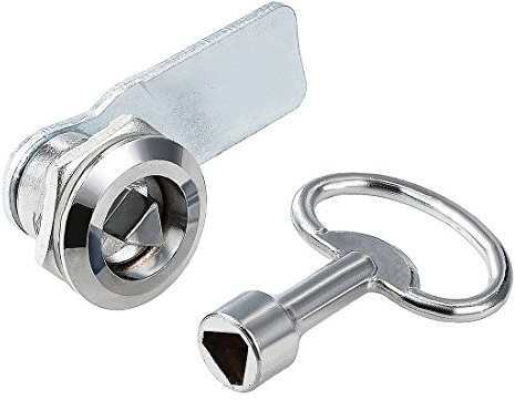 sourcing map Cam Lock with Triangle Socket Key, 3/4 Cylinder Length, Fits on 3/8 Max Panel Thickness, Zinc Alloy Chrome Plated, Keyed Alike