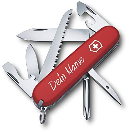 Taschenmesser HIKER mit Wunsch Druck auf der Schale I Geschenk für Männer Frauen I zum Geburtstag I Schweizer Taschenmesser personalisiert mit 13 Funktionen 1.4613