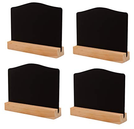 Toyvian 4 Stücke Tisch Kreidetafel Kleine Memotafel Tischtafel Tischaufsteller Mini Holz Tafel für Hochzeit Tischdeko Geburtstag Kaffee Bar (Hellbraun)