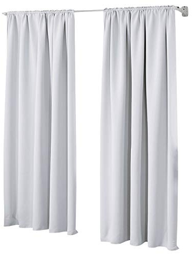 Laneetal 2er Set Gardinen, Verdunklungsvorhänge für Wohnzimmer Kinderzimmer, Blickdicht, Kräusebänder für Schiene, 250 g/m², kälteschutz lichtundurchlässig, Weiß