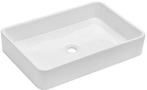 Kichae 24x16 Rectangle Bathroom Vessel Sink Porcelain Ceramic White Vanity Sink Above Counter Modern Sink for Cabinet, Lavatory, Hotel Art Basin, Home Washing Basin