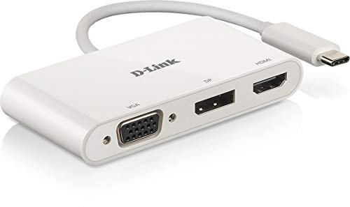 D-Link DUB-V310 Adaptateur USB-C 3-en-1 avec HDMI/VGA/DisplayPort- Idéal pour Partager une Connexion Entre Plusieurs Périphériques USB