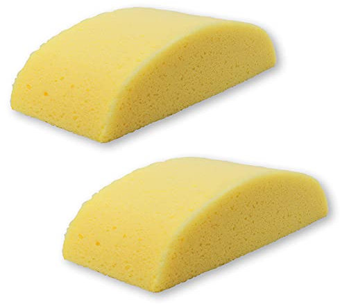 Brestol FAHRZEUGSCHWAMM 2er Set - Autoschwamm Lackschwamm Motorradschwamm Fahrradschwamm weich gelb je 200 ml Fassungsvermögen 20 x 8,5 x 5,5 cm