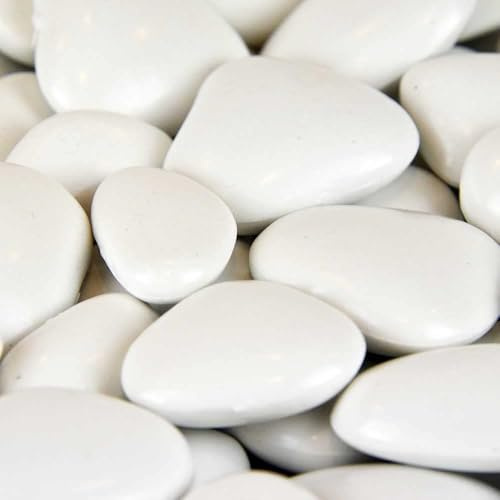 PolyPebbles Polished Decorative Rocks & Stones | Perfect for Pots, Planters, Terrarium Gravel, Arts and Crafts, and More | Triple The Coverage of Natural Stone | 100% Recycled Plastic Material | Whit