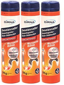 DIRNA Desatascador POTENTE Microperlas Activas Sosa Caustica 375 gr PACK 3 Unidades