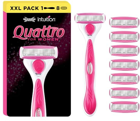 WILKINSON SWORD - Quattro For Women | Smooth Glide| Razor Handle + 8 Blade Refills