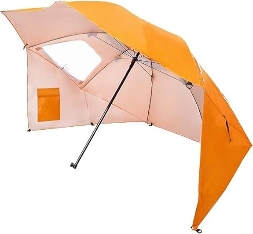Amiaire Sombrilla Playa Grande 240cm Antiviento – 3 en 1: Sombrilla, Carpa y Refugio con Paredes | Protección UV50+ (97%). Impermeable y trasnpirable - Incluye Bolsa de Transporte (Naranja)