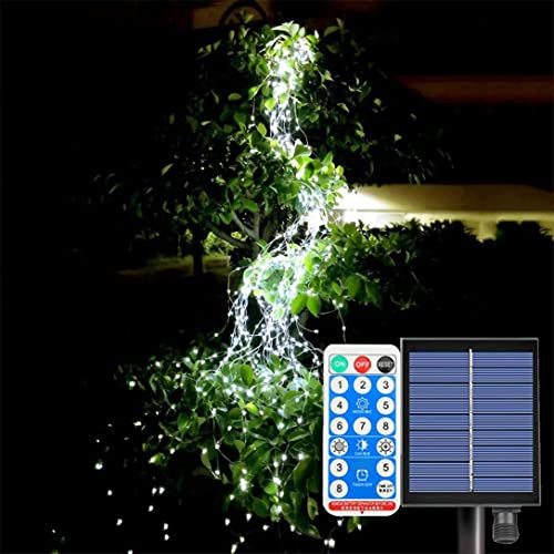 Solar Lichterkette Außen 14 Stränge 280 LED mit Fernbedienung Hängende Ranke Baum Lichter Wasserfall Zweig Lichterkette Twinkle Sternenlichter für Weihnachten Hochzeit Party Garten Baumschmuck