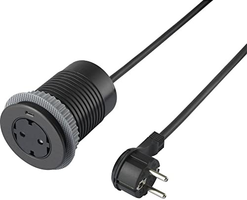 sygonix SY-4780160 Prise de Courant encastrable avec USB, sécurité Enfants, avec USB-C® Noir
