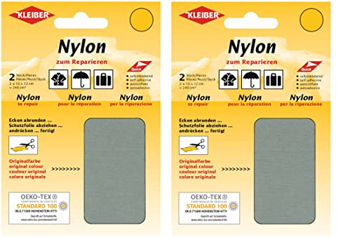 Kleiber Nylon - Flicken Grau Reparaturflicken 12 x 10 cm Selbstklebend Reparatur NylonFlicken 4er Set Nylon