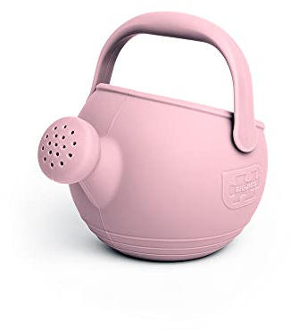 Bigjigs Toys Blush Pink 100% Silicone Childrens Watering Can - Temperature & Stain-Resistant Watering Can Kids, Easy Grip Handle, Sustainable Silicone Toys, Ideal Outdoor Toys & Beach Toys