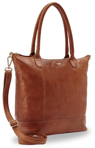 Gusti Leder Shopper Damen Mia – Ledertasche mit Reißverschlussfach, abnehmbarem Trageriemen & 15 Zoll Laptopfach - Ideal für Alltag & Büro