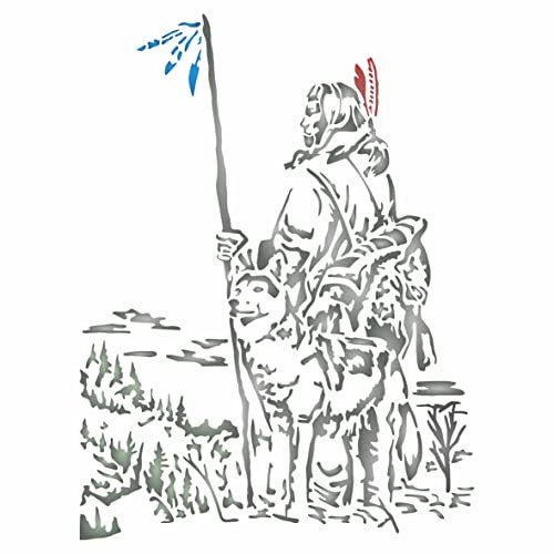 Wolf Man Schablone, 21,59 x 27,94 cm (M) – Indianer Protectors of Souls Spirit Guide Schablonen zum Malen Vorlage